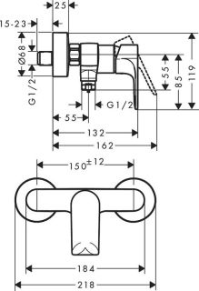 Смеситель для душа Hansgrohe Rebris E 72650670 черный